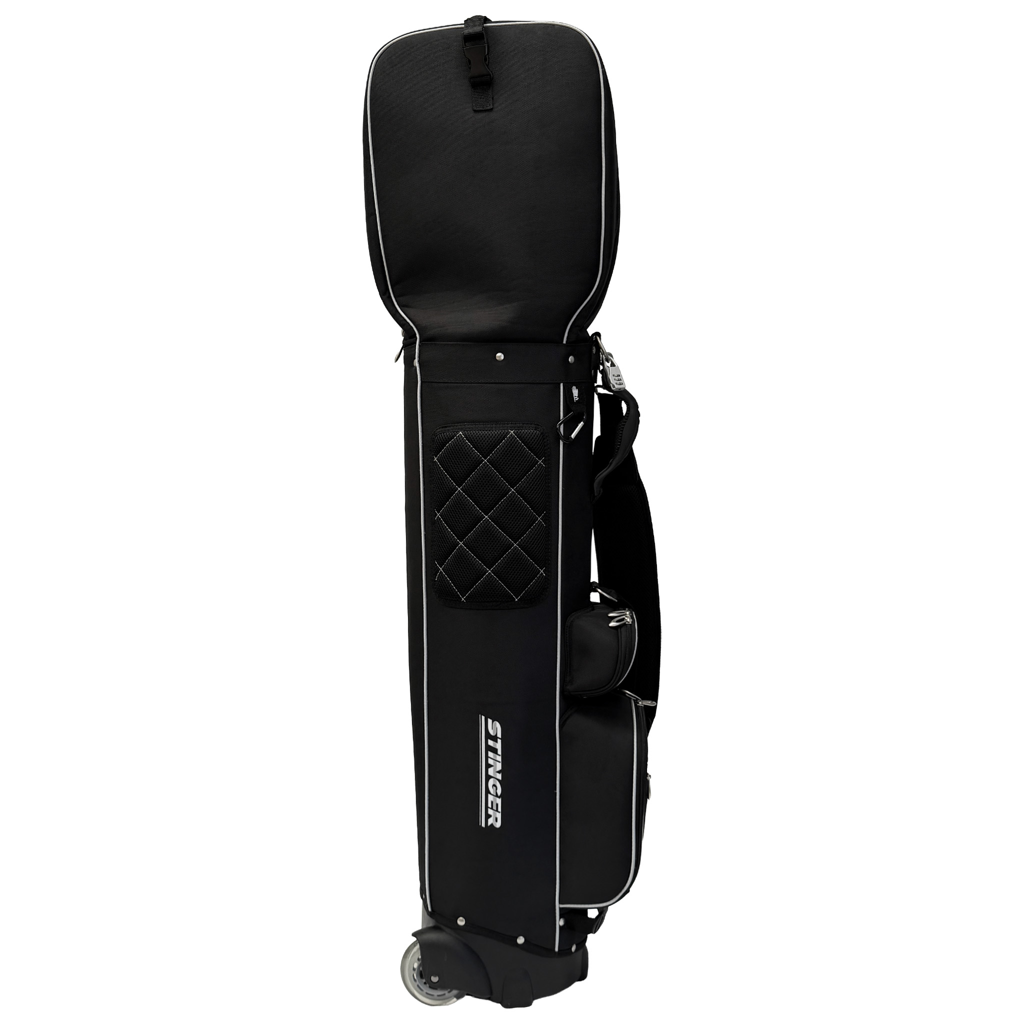 Stinger Premium Roller Travel Golf Bag - Black / Grey - Image 3